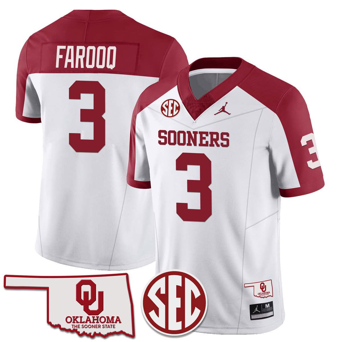 Men Oklahoma Sooners #3 Farooq White 2024 SEC Patch Vapor Premier Limited NCAA Jersey style 1